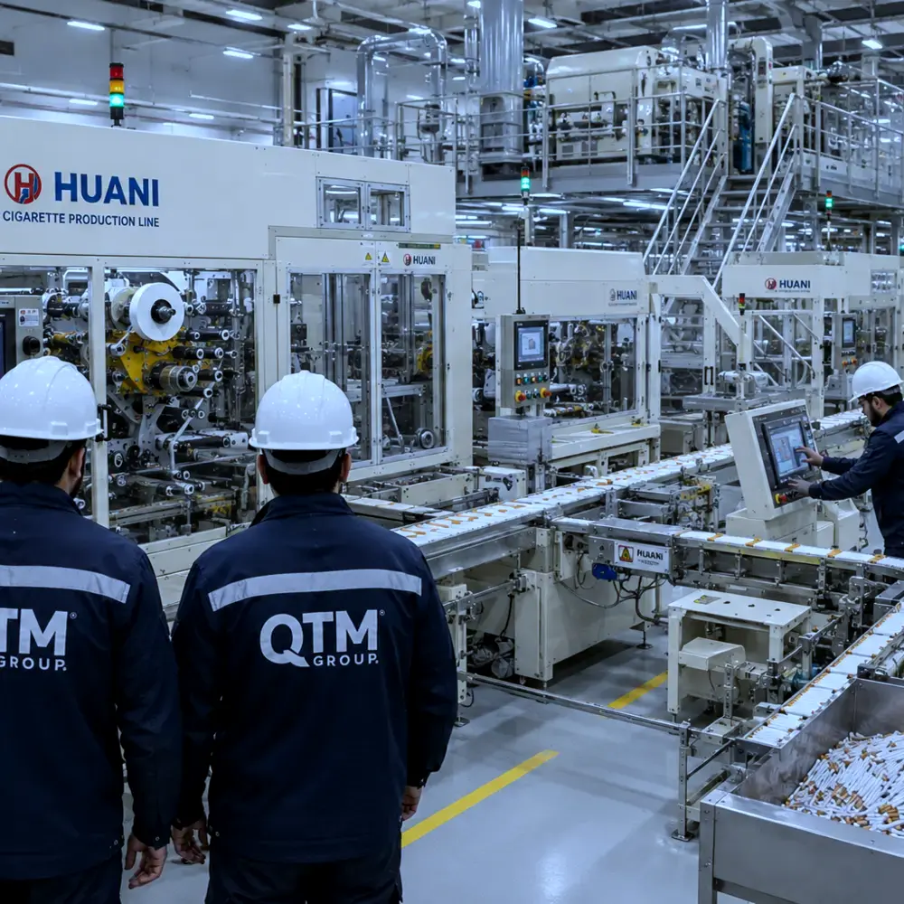 QTM Group team at a HUANI tobacco production line